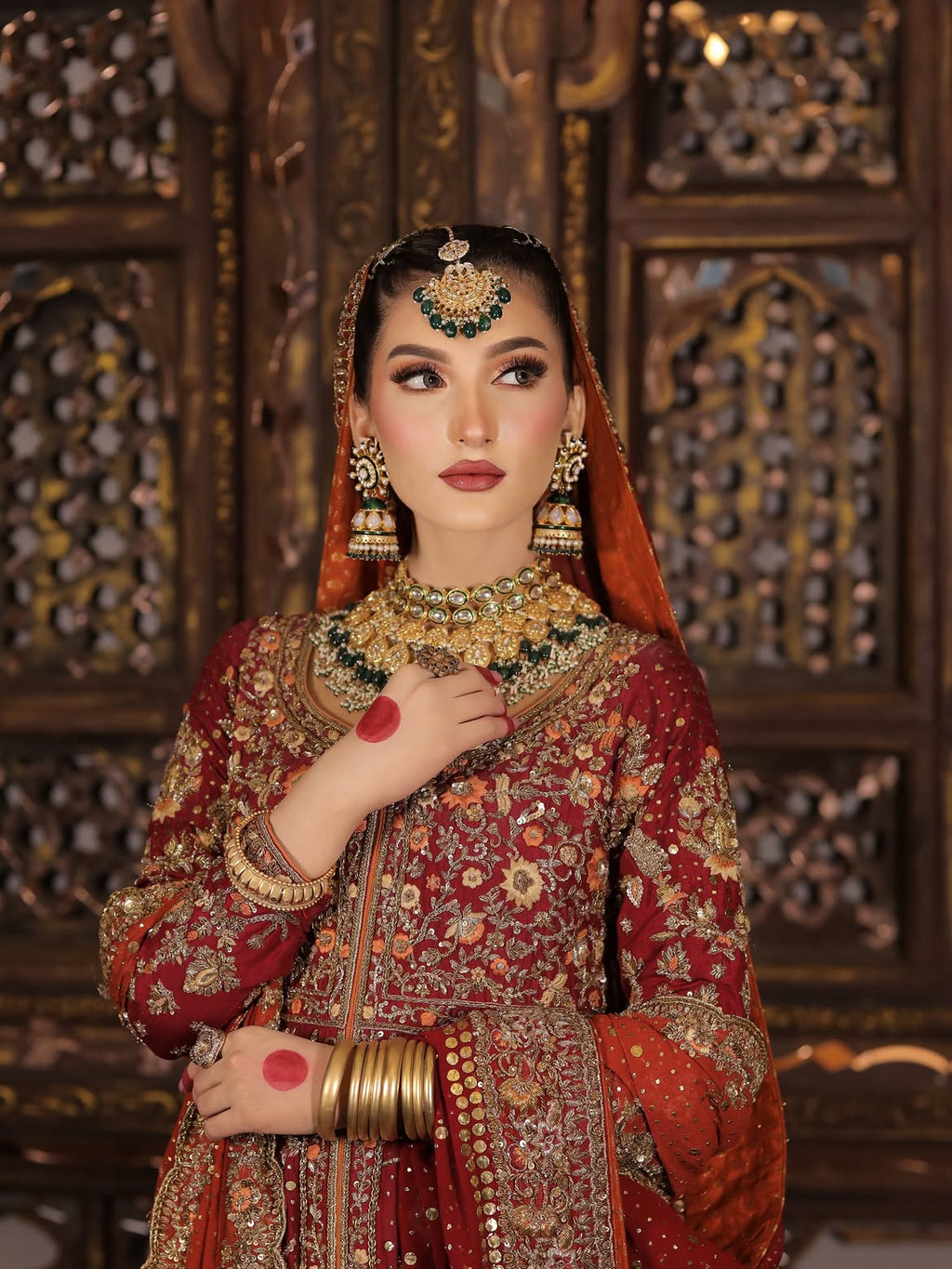 BRIDAL RED LEHENGA AND CHOLI HANDMADE