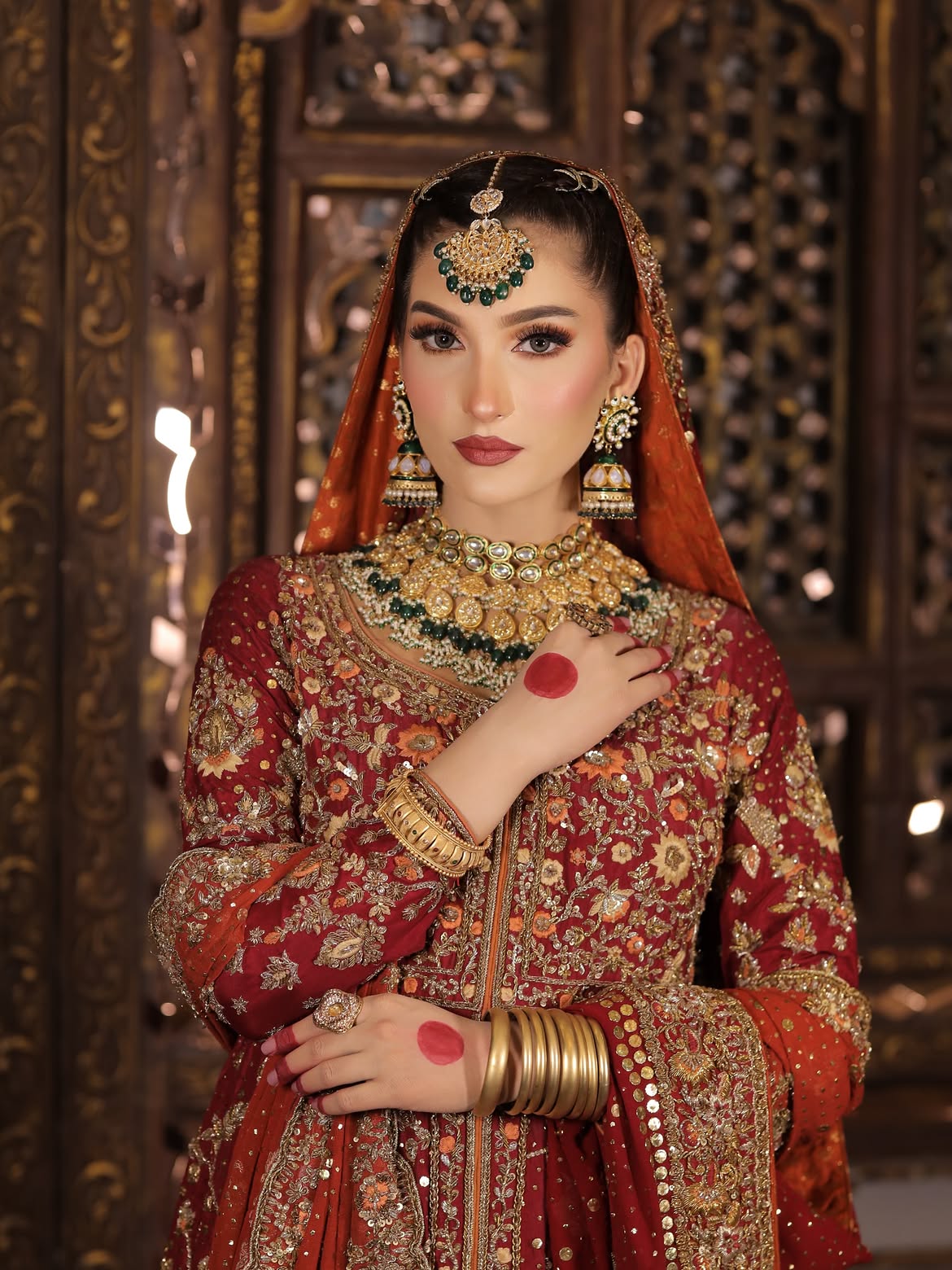 BRIDAL RED LEHENGA AND CHOLI HANDMADE