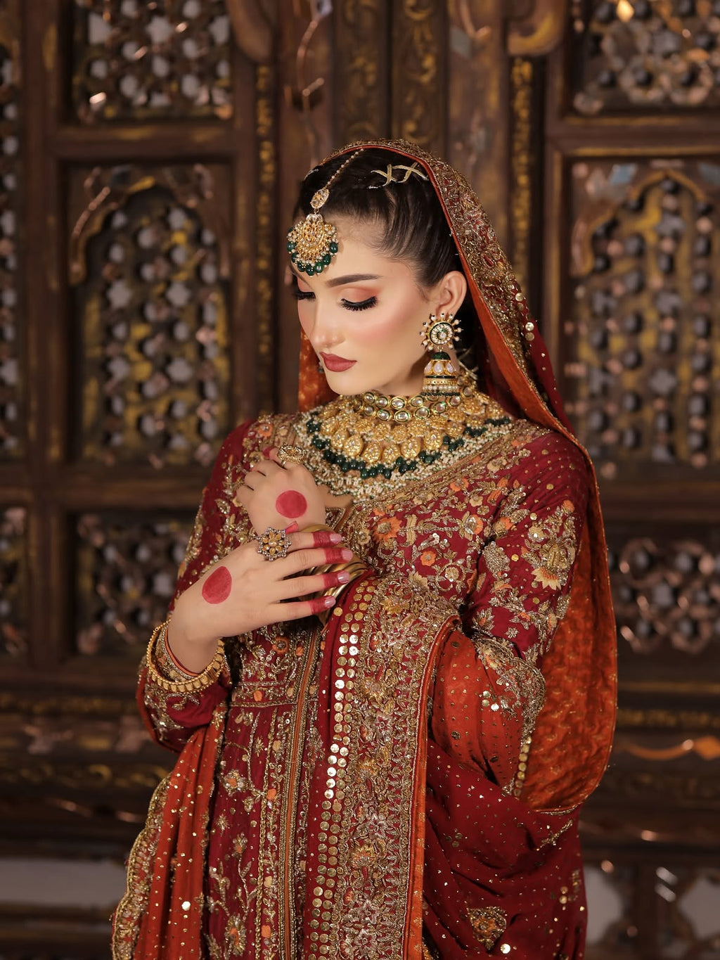 BRIDAL RED LEHENGA AND CHOLI HANDMADE