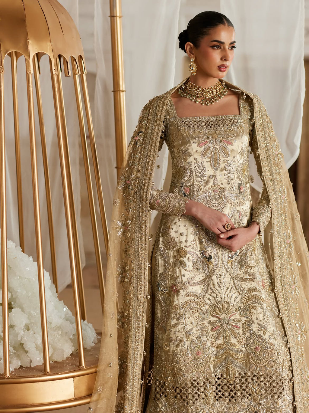 LONG EMBELLISHED DRESS BRIDAL WEAR
