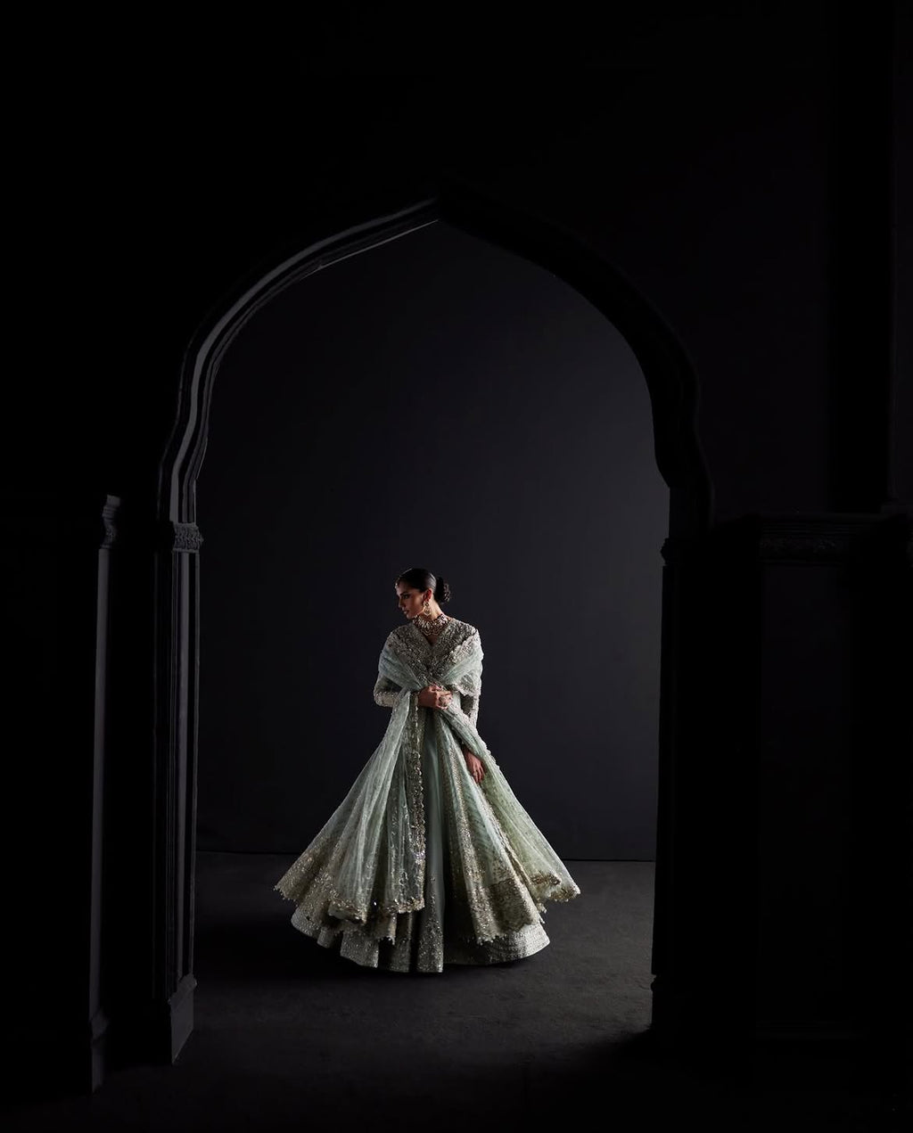 MINT BRIDAL DOUBLE LAYERED PISHWAS