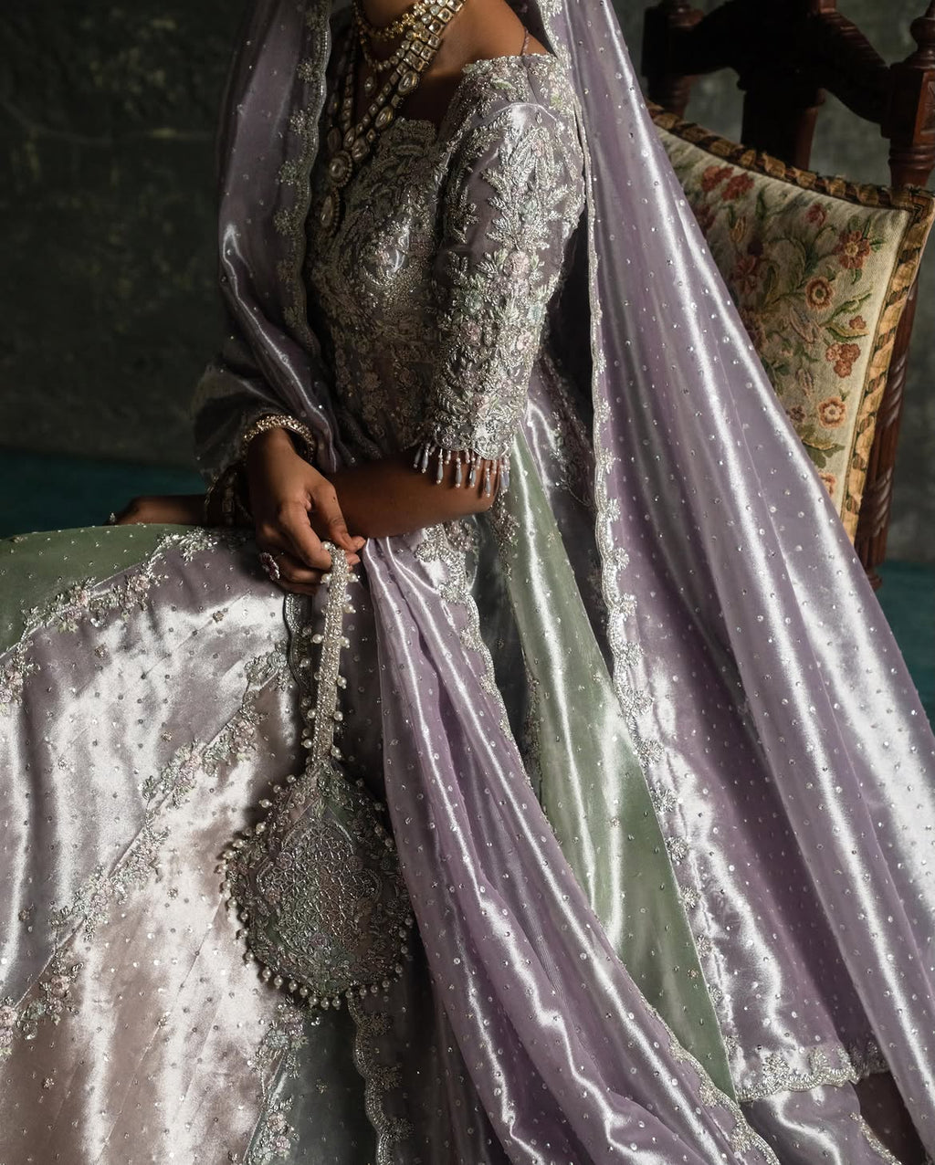 HIGH WAISTED PANELED LEHENGA