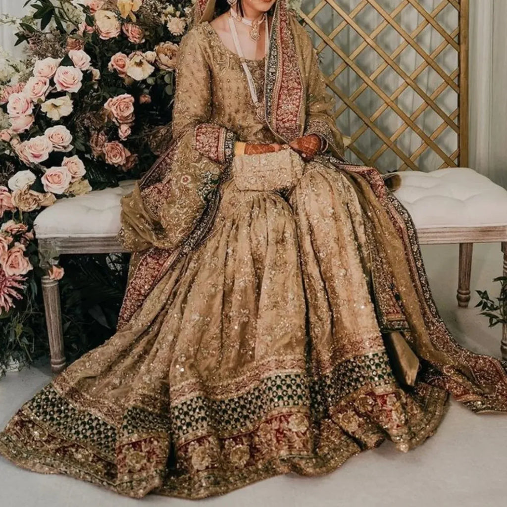 Opulent Gold bridal ghara-kameez set