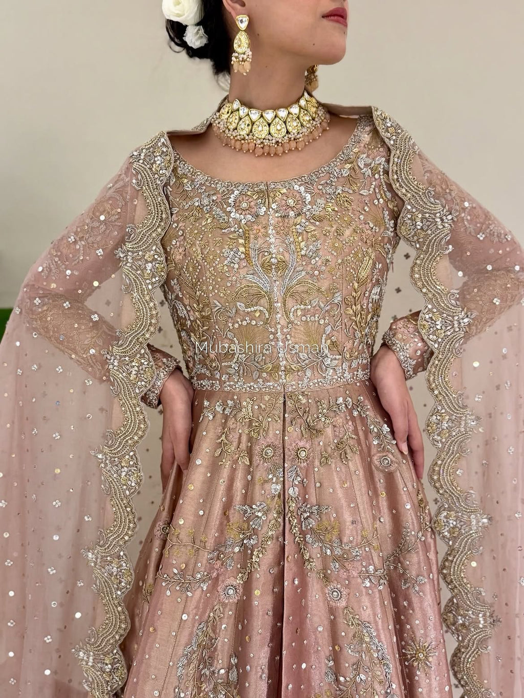 PEACHY FLARED BRIDAL MAXI GOWN