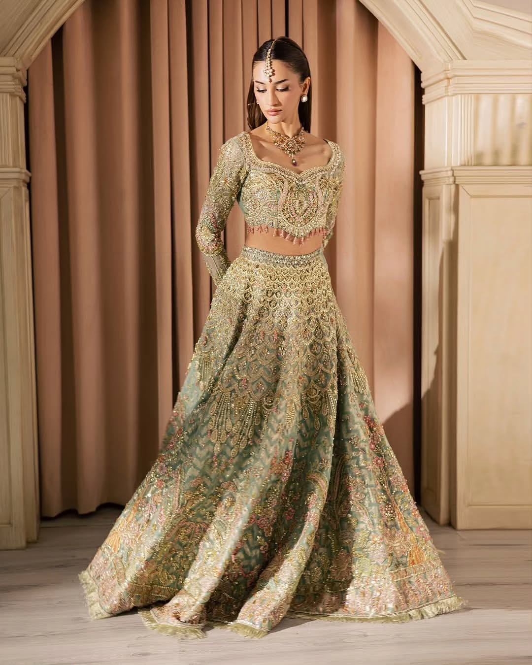 PISTACHIO BRIDAL LEHENGA