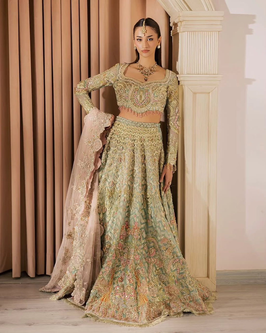PISTACHIO BRIDAL LEHENGA