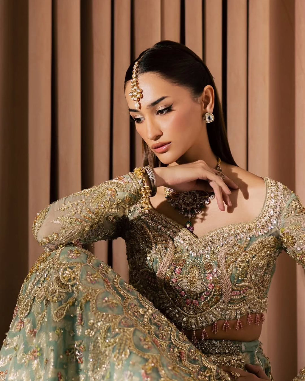 PISTACHIO BRIDAL LEHENGA