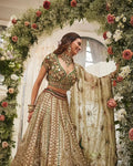 WHITE BEADED BRIDAL LEHENGA