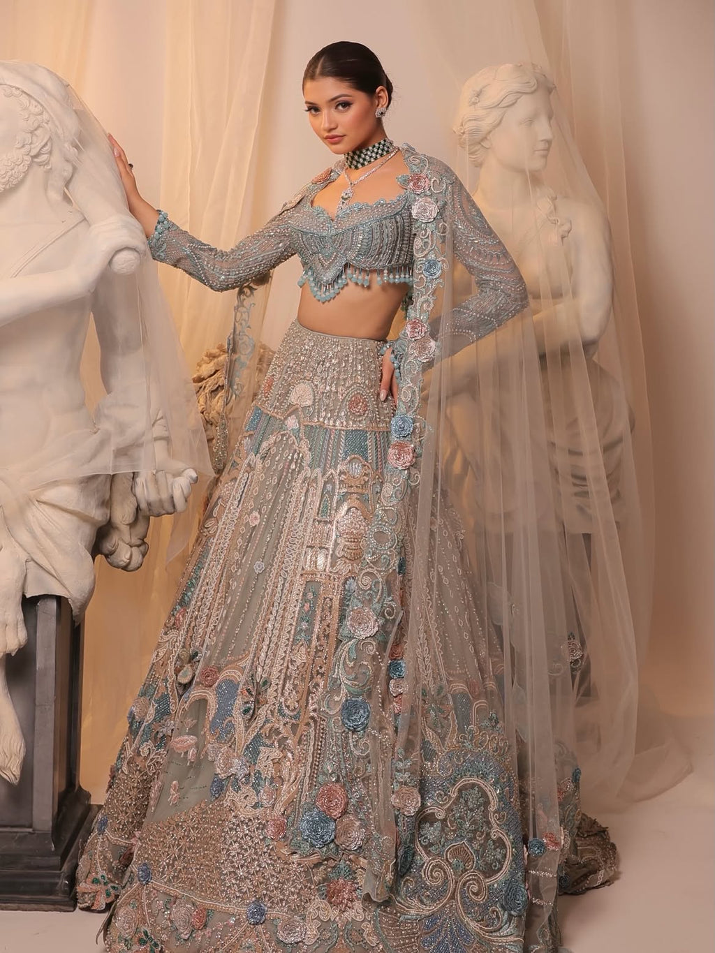 ICCY BLUE BASE BRIDAL LEHENGA CHOLI