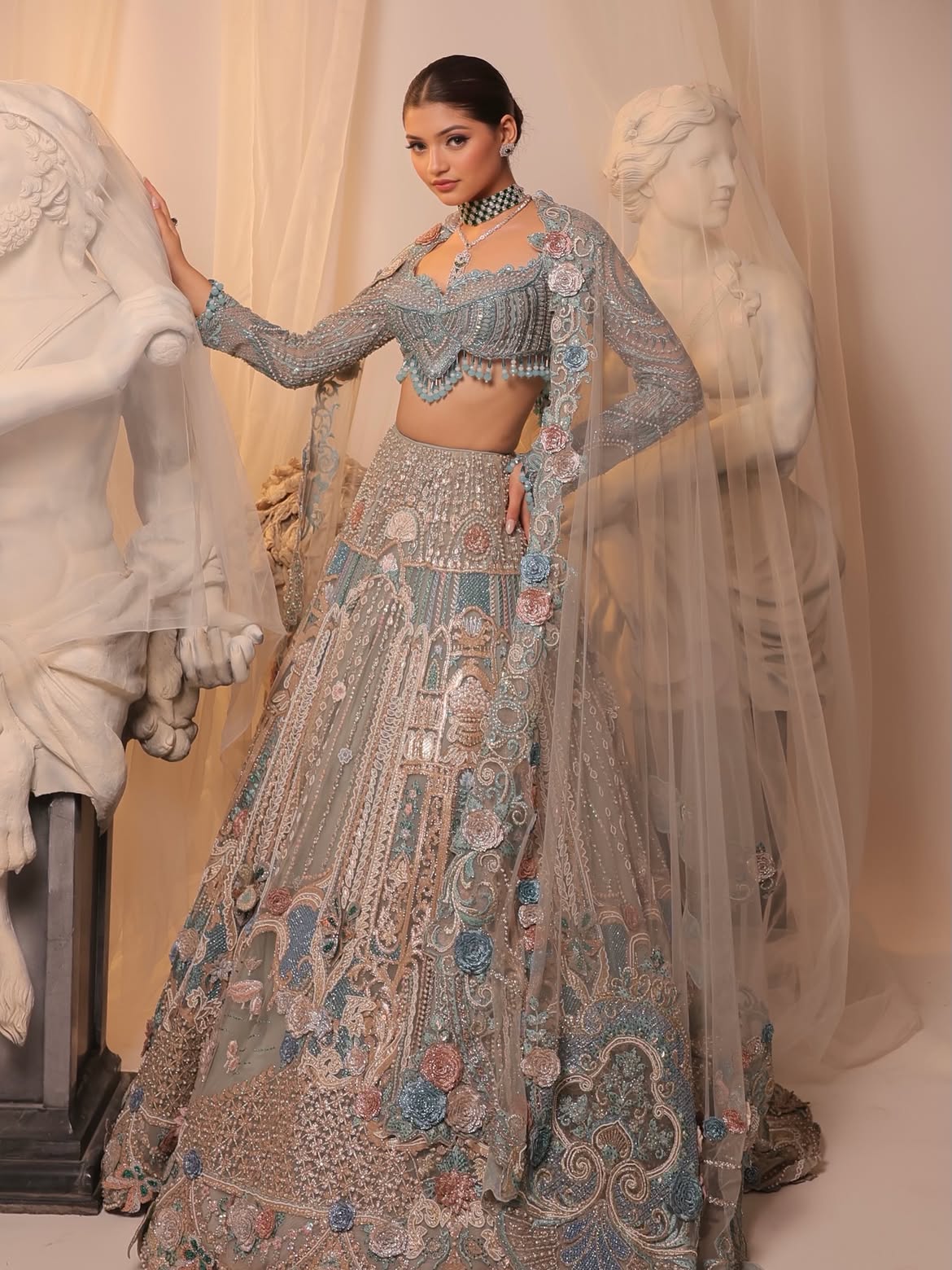 ICCY BLUE BASE BRIDAL LEHENGA CHOLI