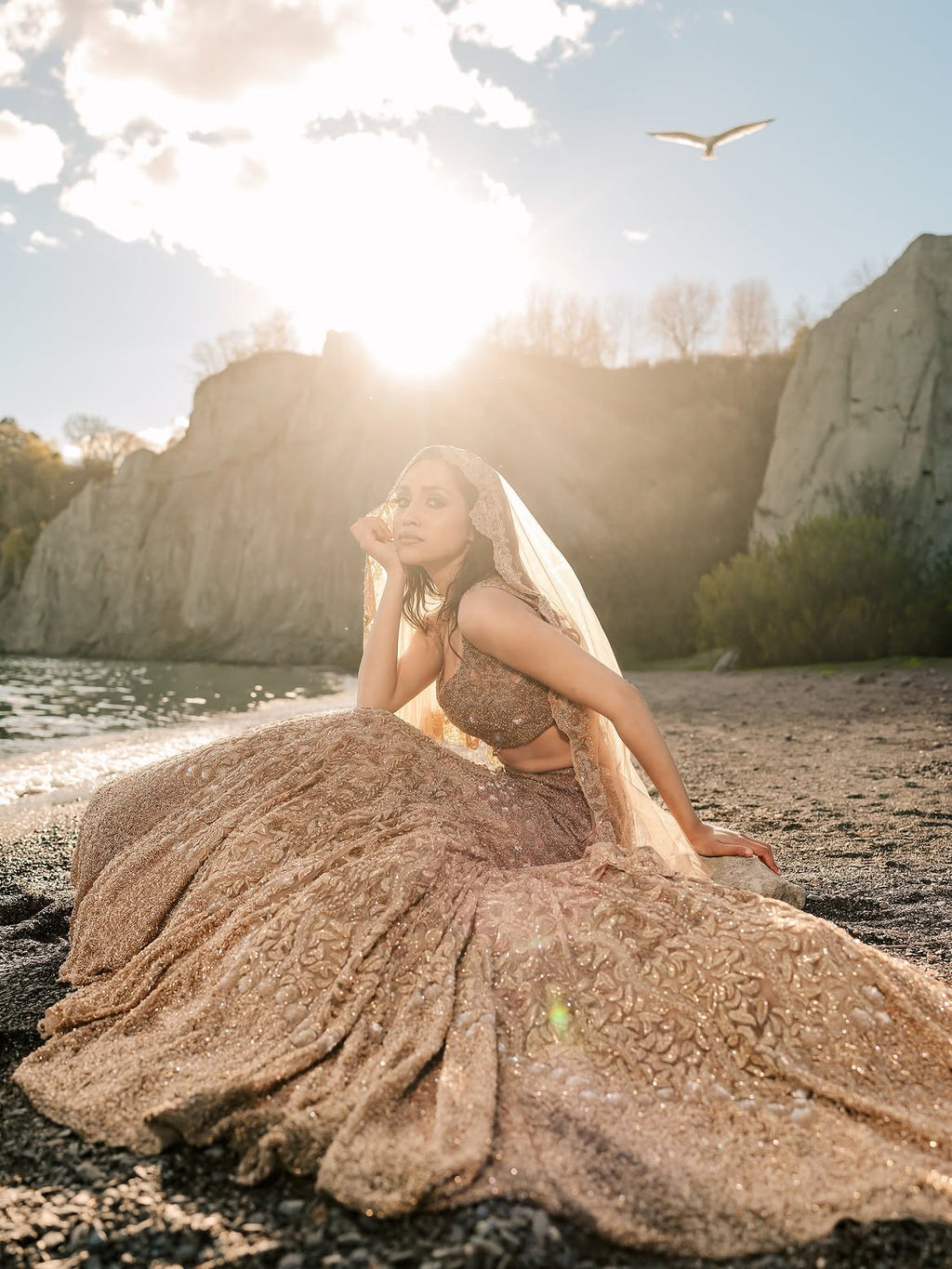 CHAMPAIGN TONES BRIDAL LEHENGA
