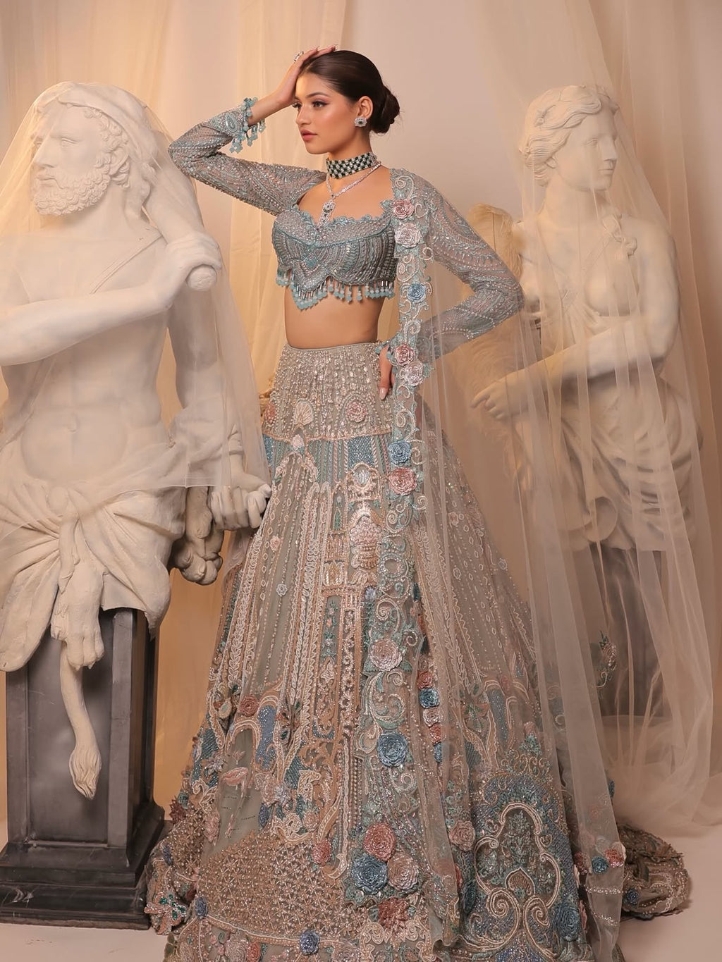 ICCY BLUE BASE BRIDAL LEHENGA CHOLI