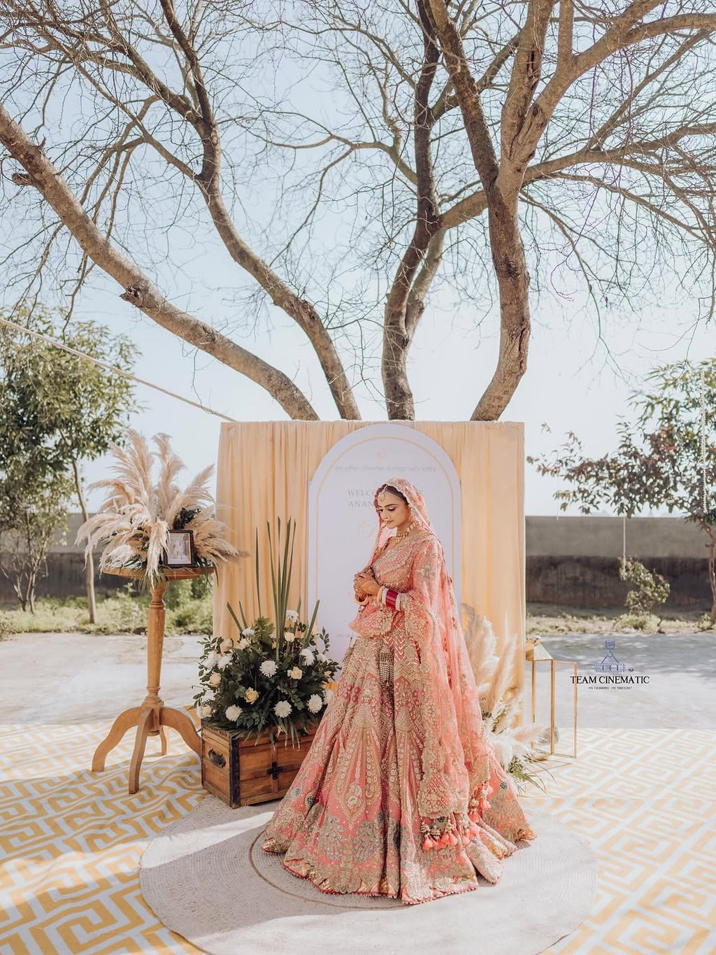 High waisted flared bridal lehenga