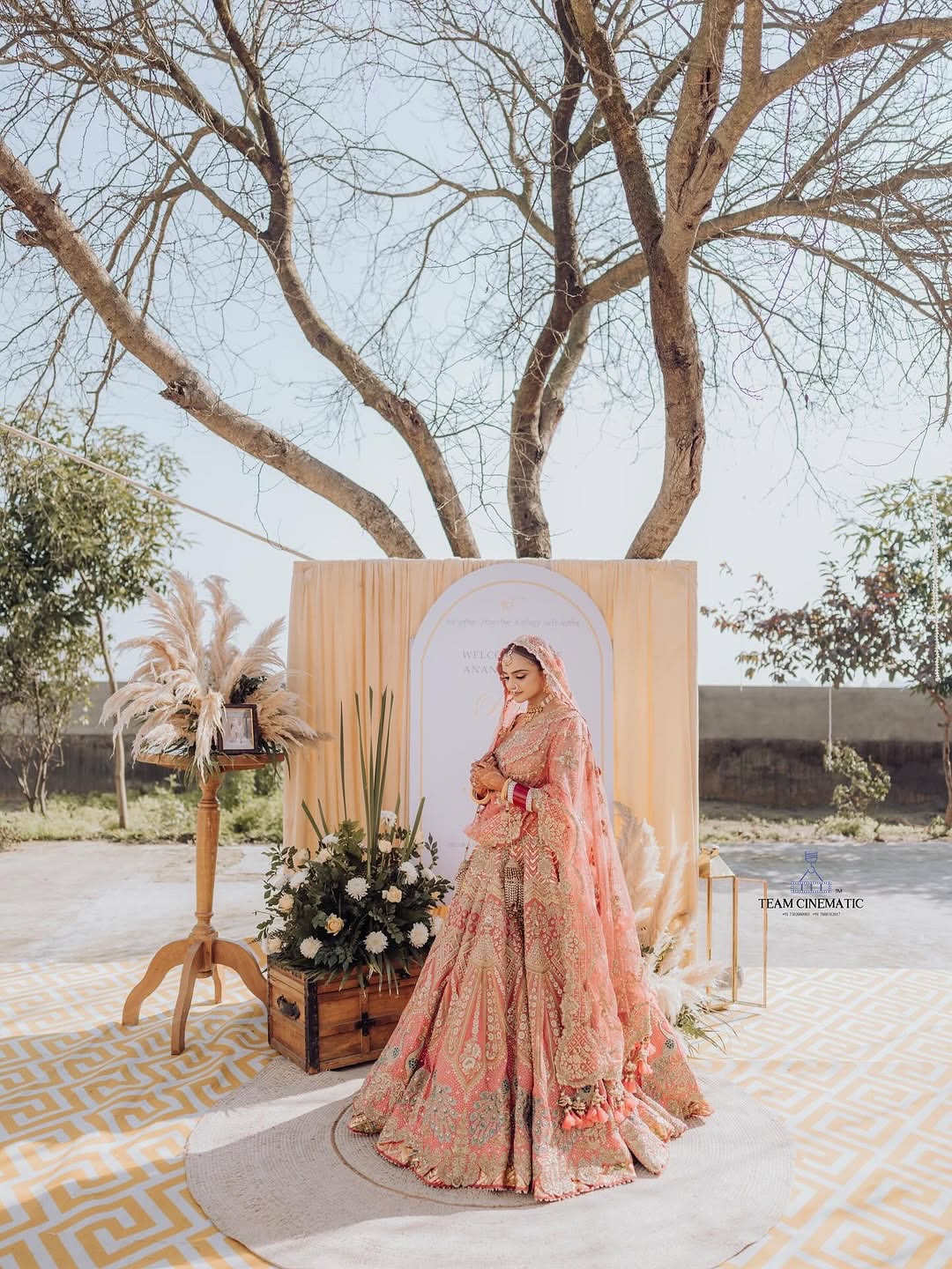 High waisted flared bridal lehenga