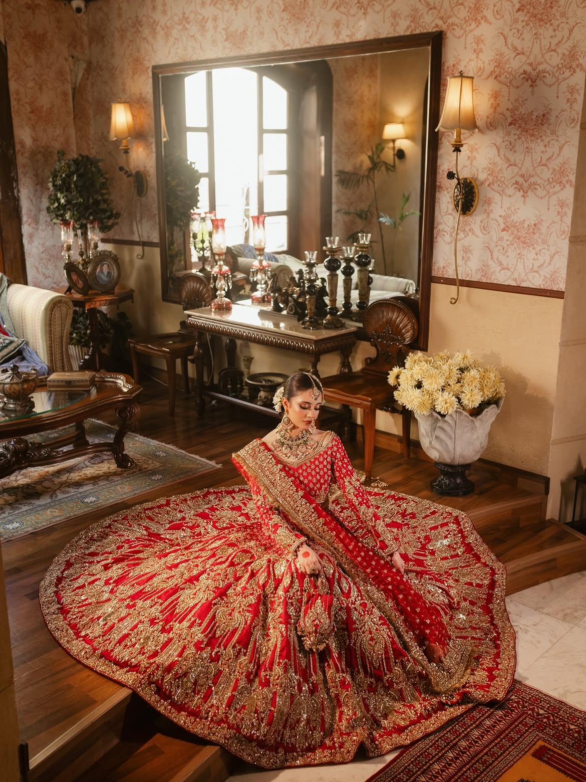ASIANS BRIDAL DEEP RED LEHENGA