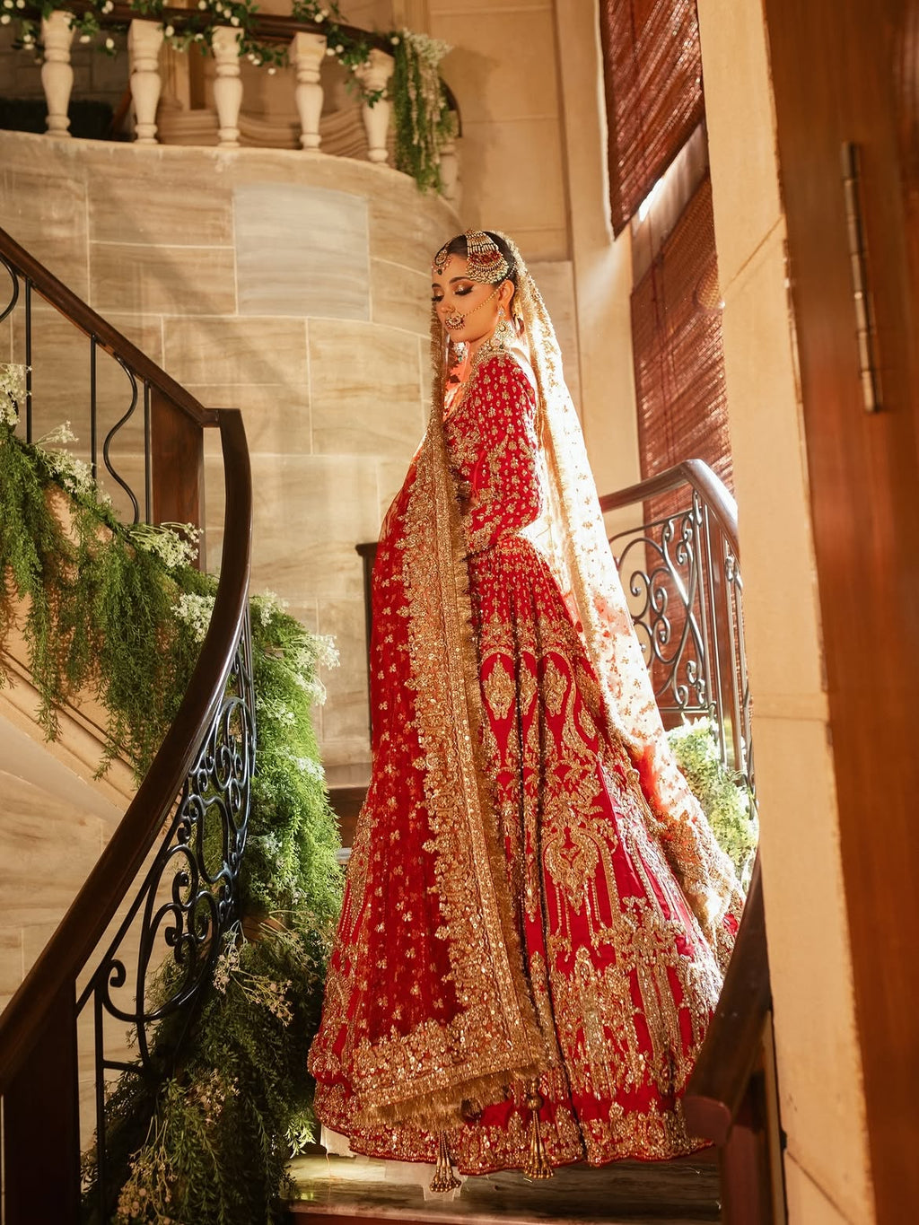 ASIANS BRIDAL DEEP RED LEHENGA