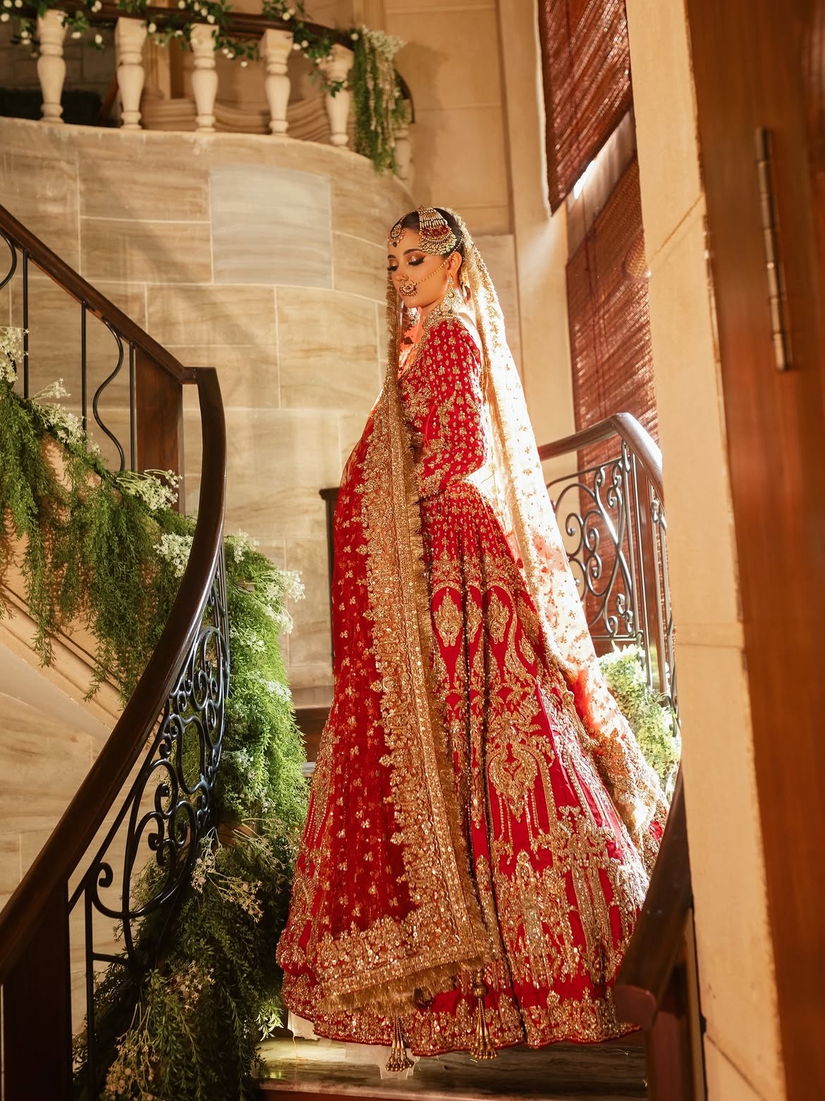 ASIANS BRIDAL DEEP RED LEHENGA
