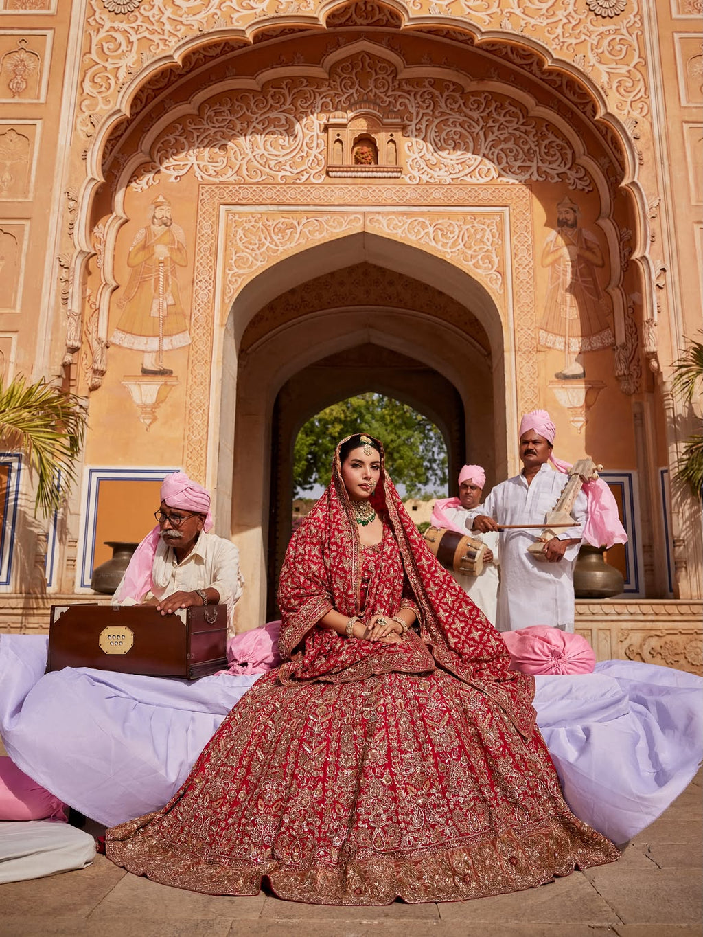 red bridal lehenga