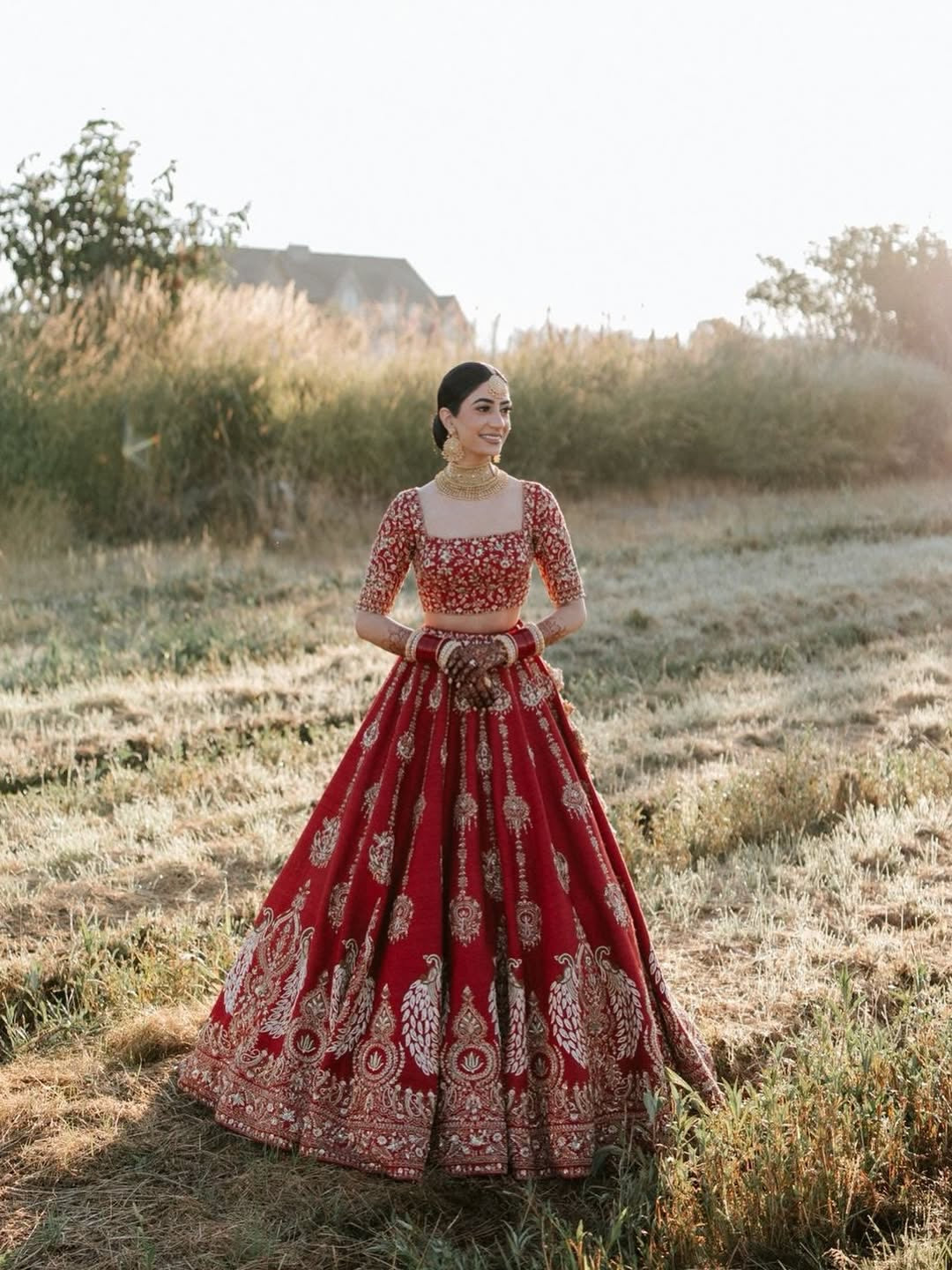 MOODY-VINTAGE BRIDAL RED LEHENGA
