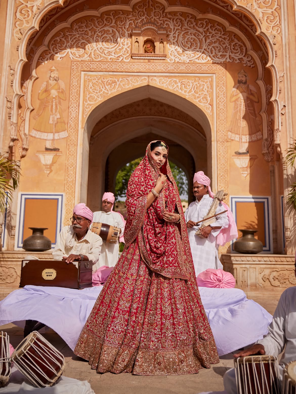 red bridal lehenga