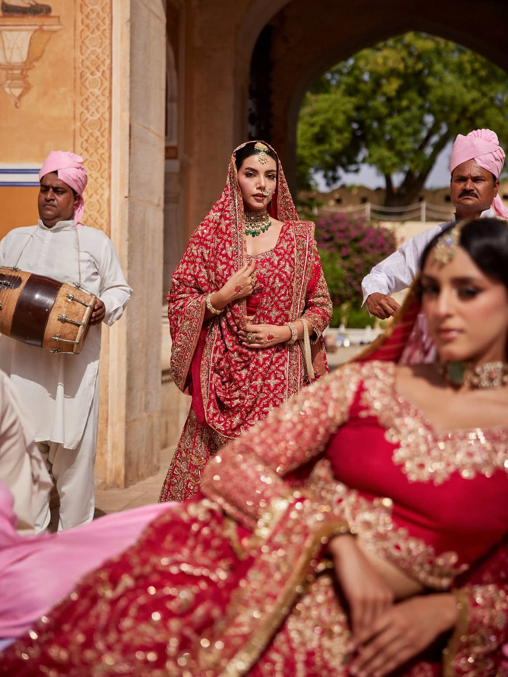 red bridal lehenga