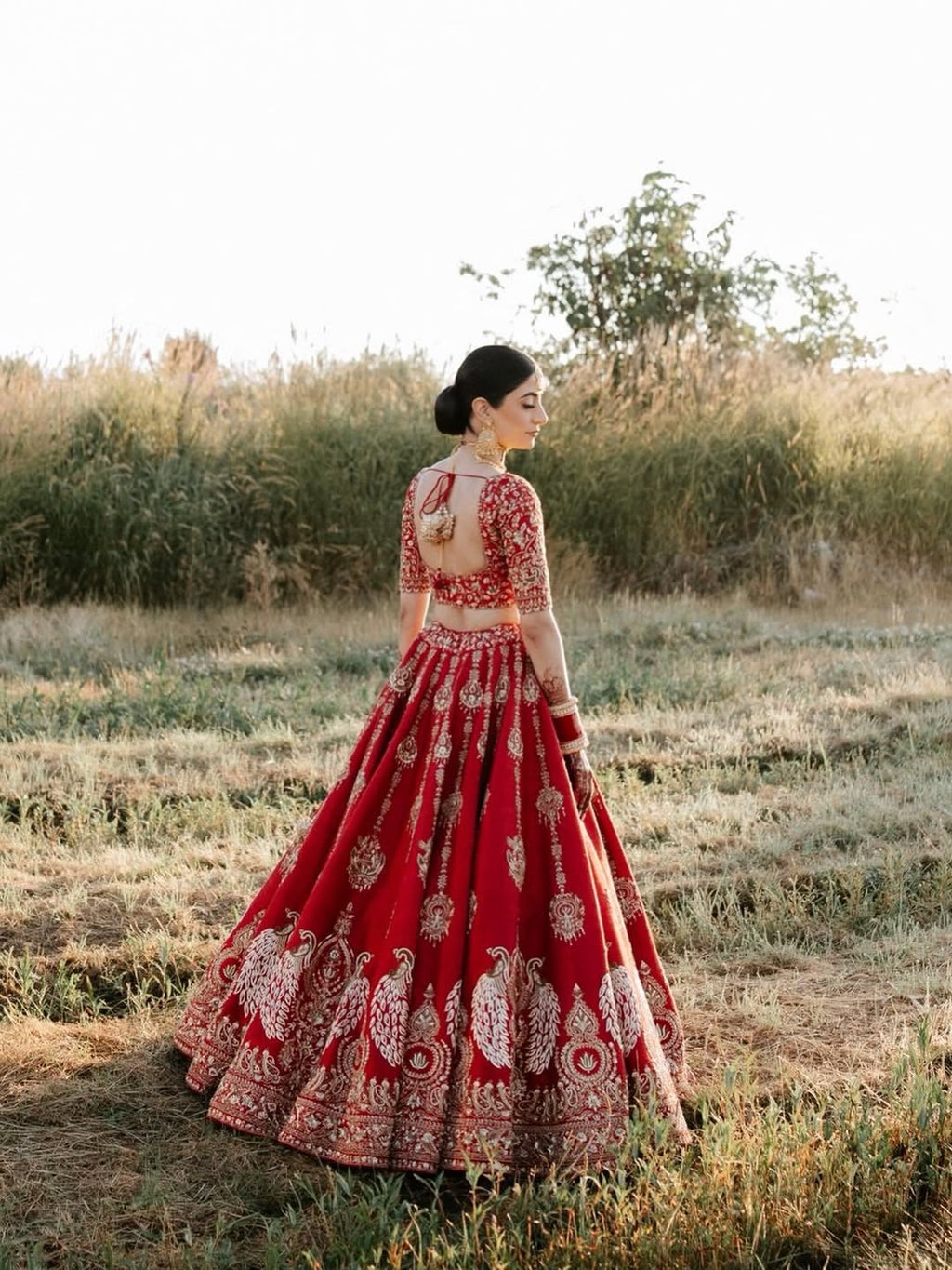 MOODY-VINTAGE BRIDAL RED LEHENGA