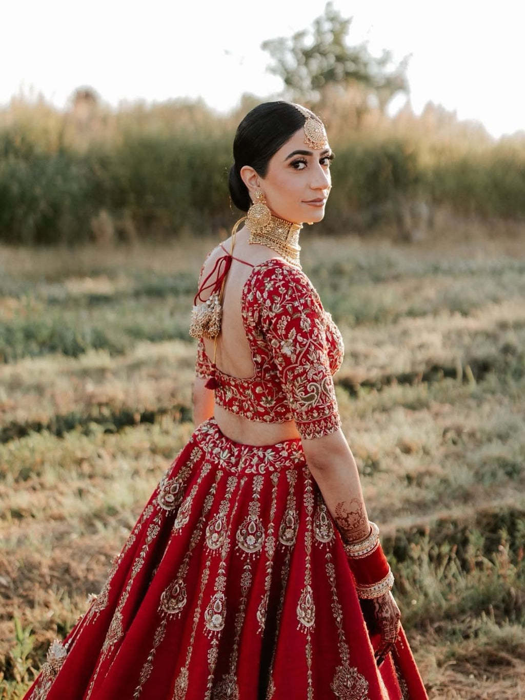 MOODY-VINTAGE BRIDAL RED LEHENGA
