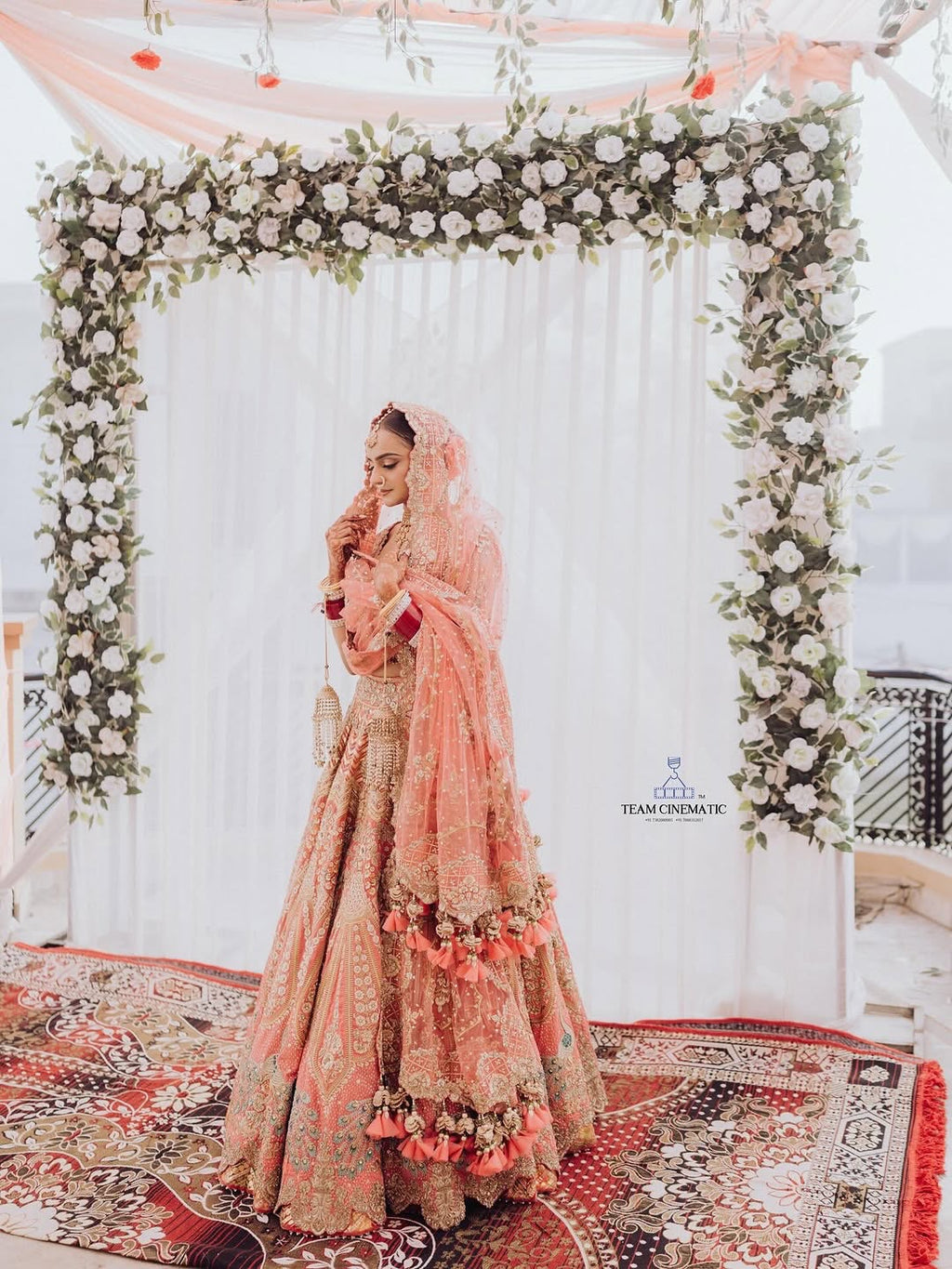 High waisted flared bridal lehenga