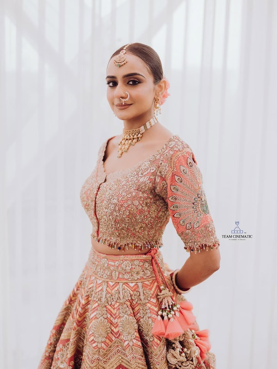 High waisted flared bridal lehenga