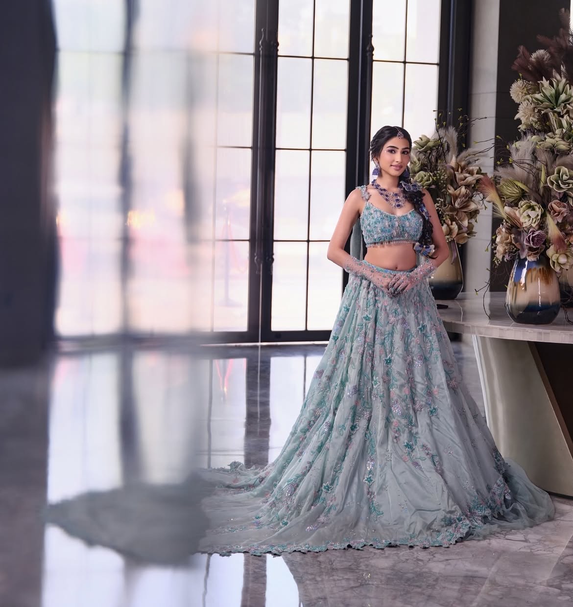 FLARED BRIDAL FLOOR LEHENGA