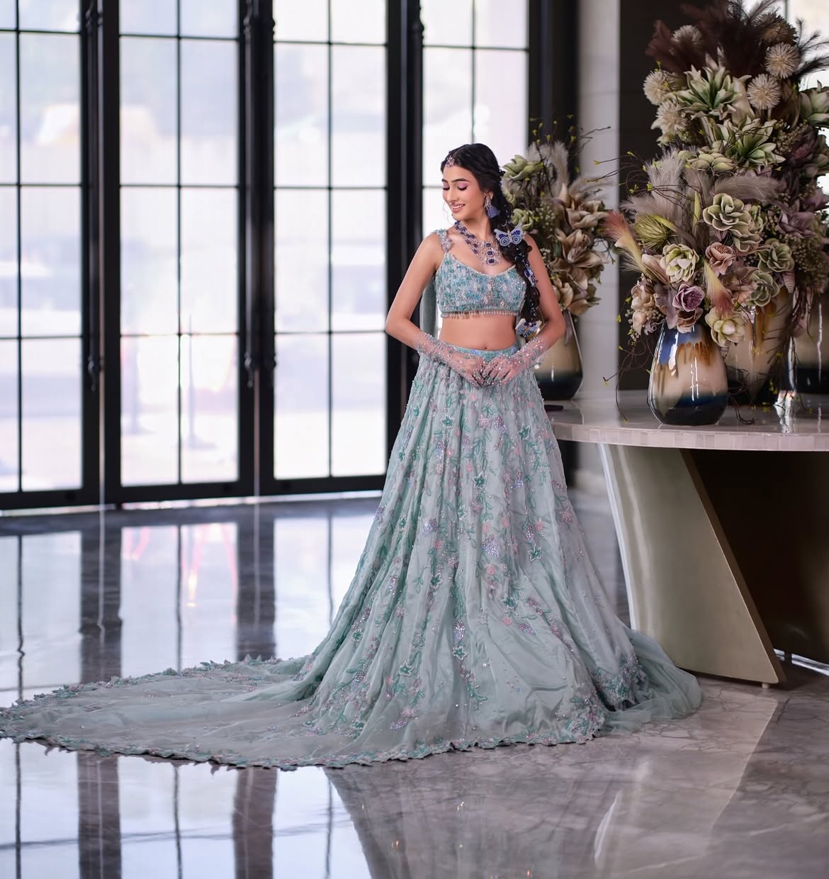 FLARED BRIDAL FLOOR LEHENGA