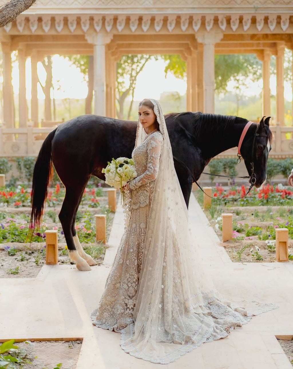 Soft white bridal lehenga