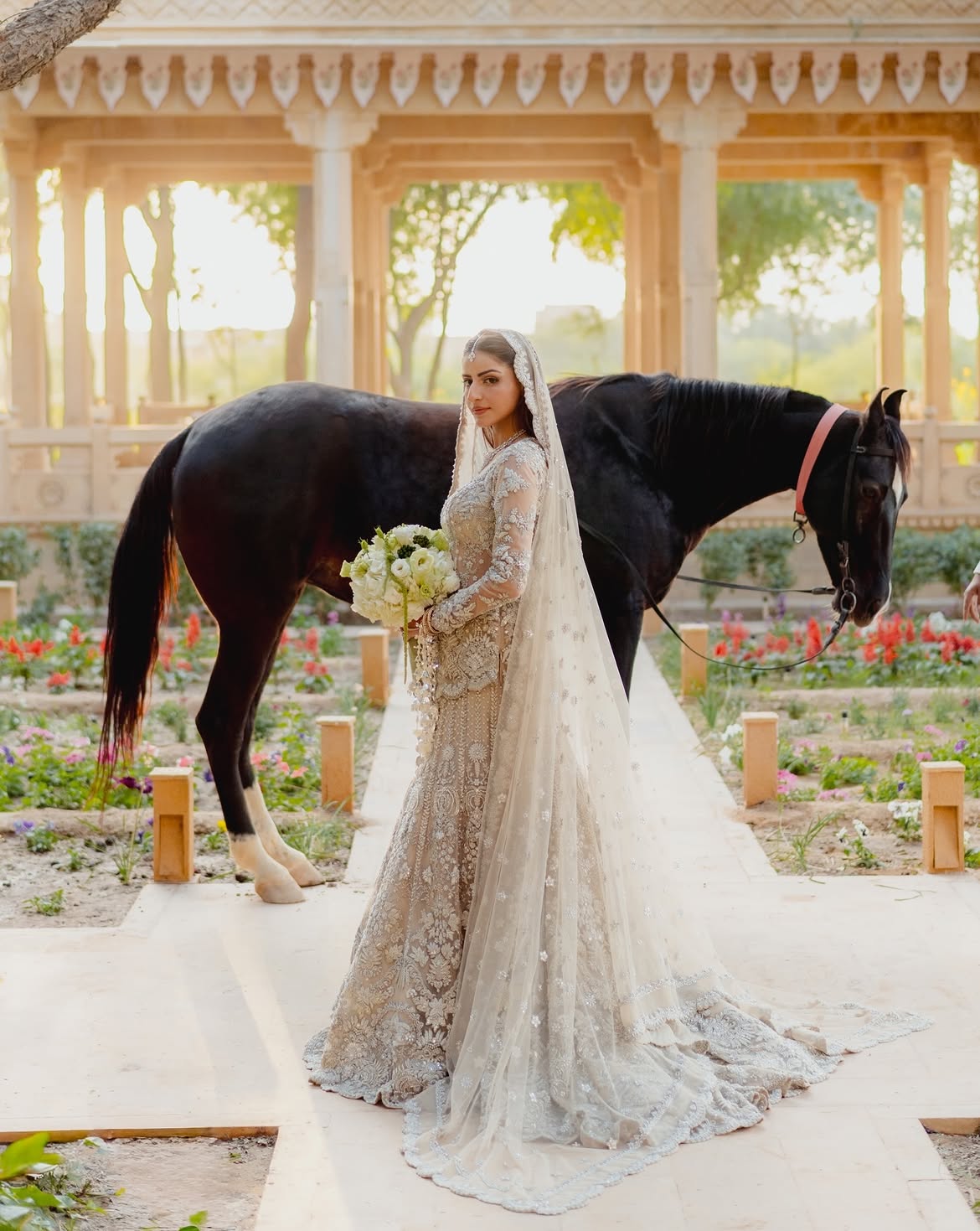 Soft white bridal lehenga