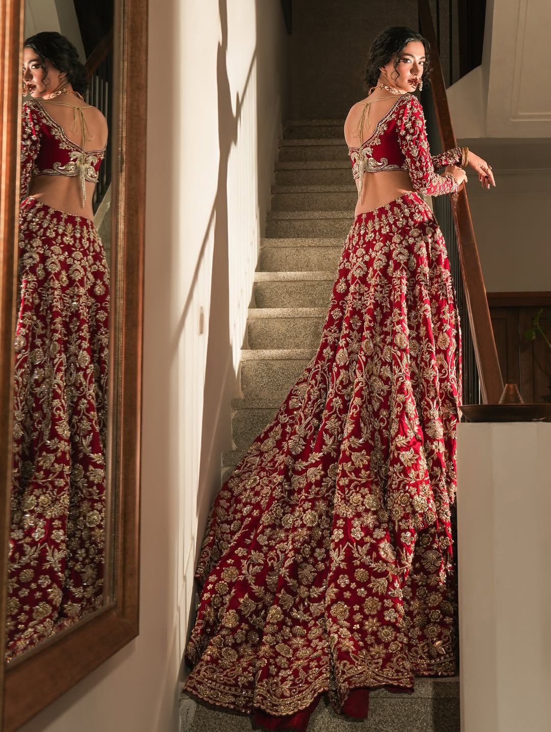 RICH RED LUXURY BRIDAL FLOOR LENGTH LEHENGA