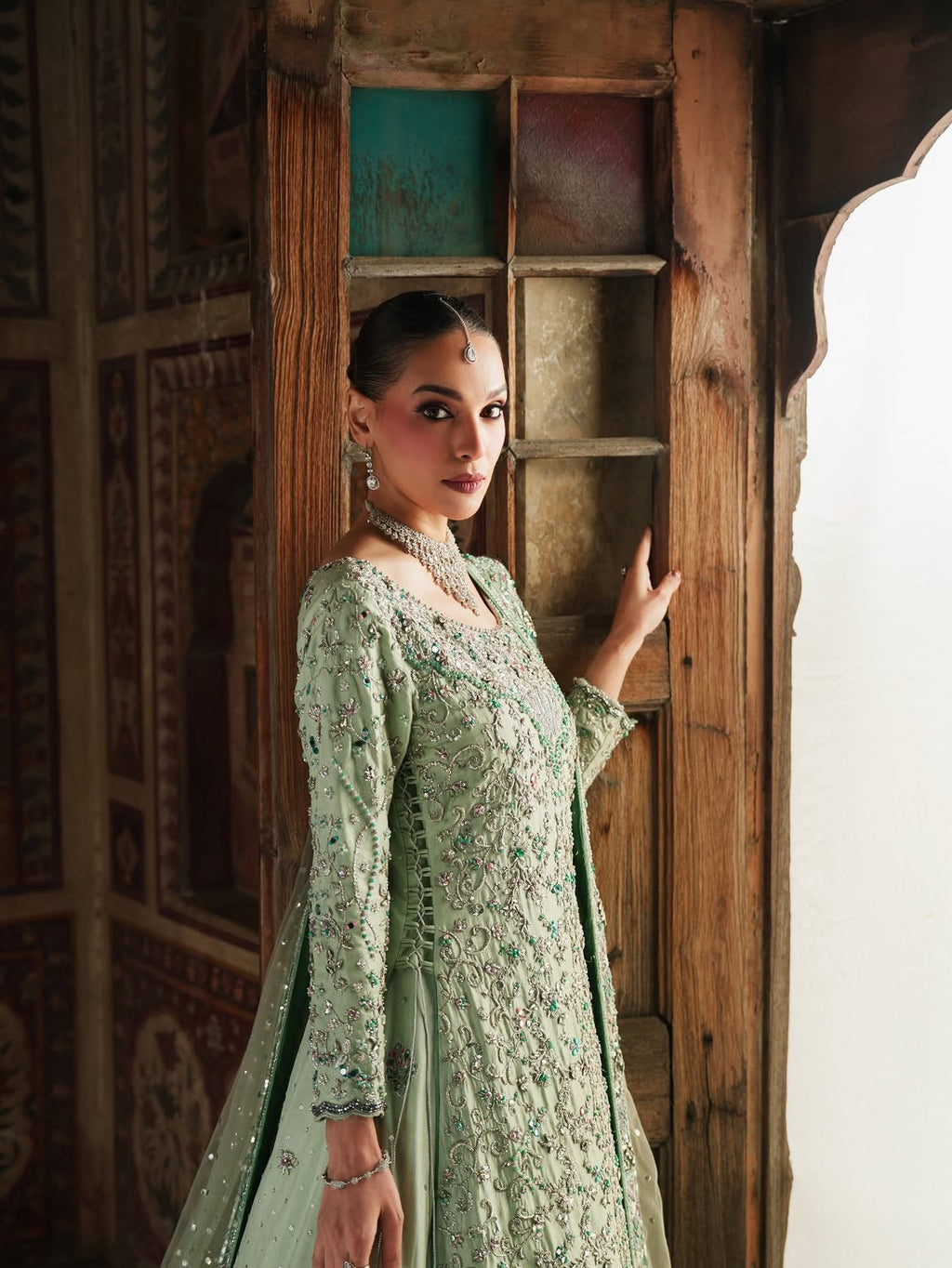 Minty-green bridal lehenga
