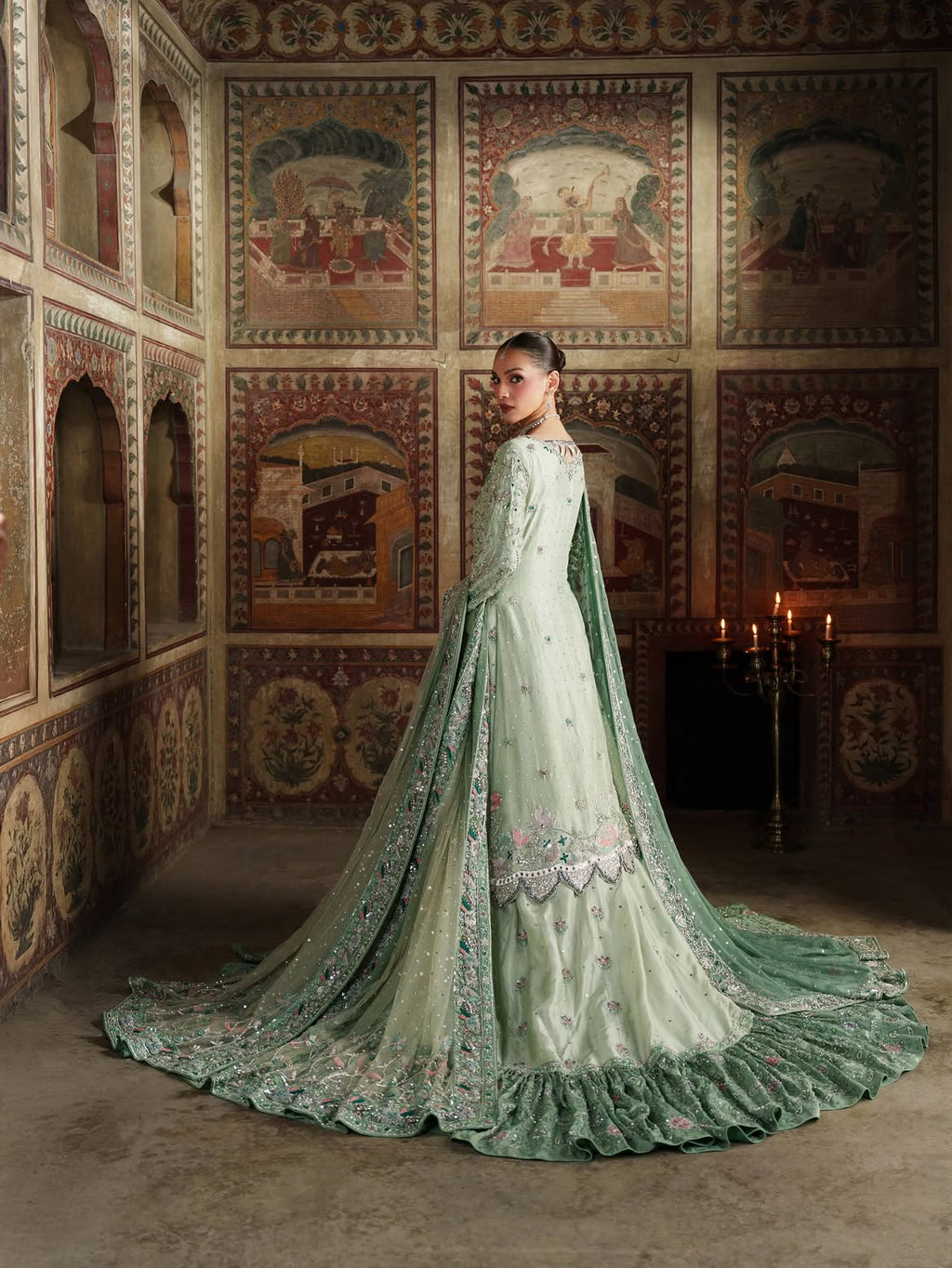 Minty-green bridal lehenga
