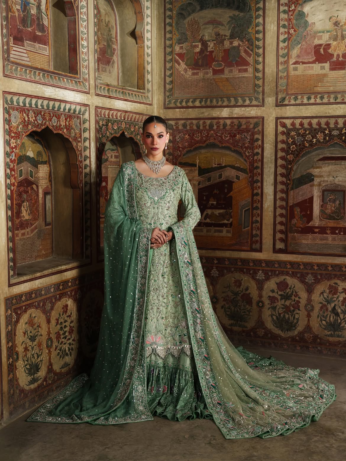 Minty-green bridal lehenga