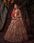 MAGESTIC RED CANVAS BRIDAL LEHENGA