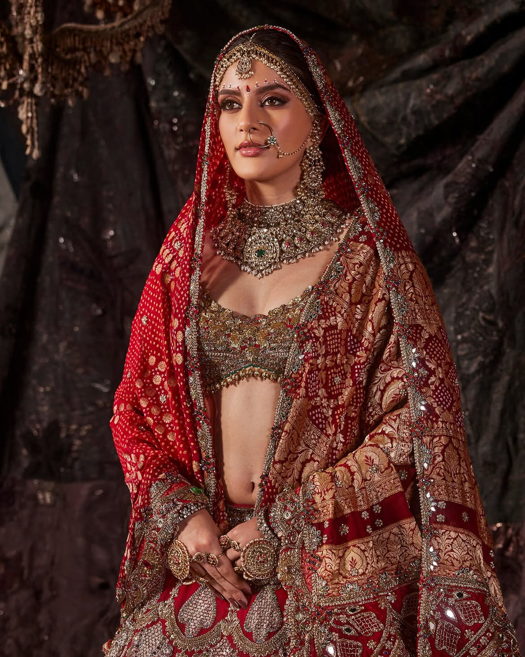 MAGESTIC RED CANVAS BRIDAL LEHENGA