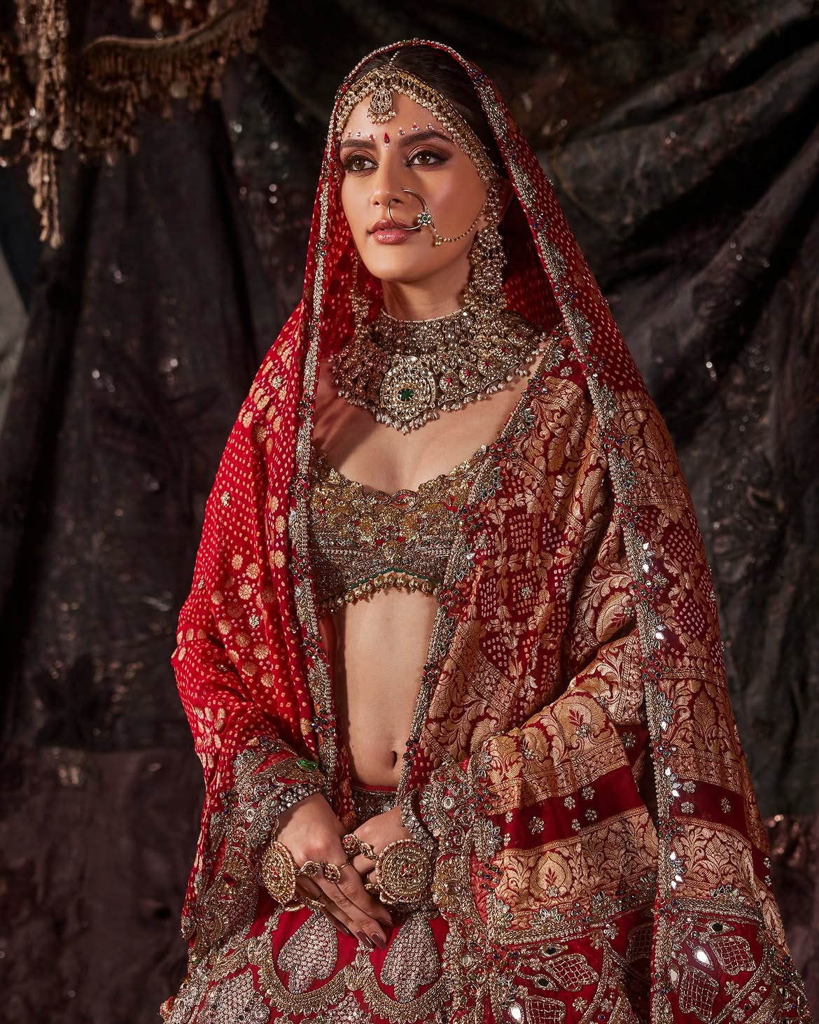 MAGESTIC RED CANVAS BRIDAL LEHENGA