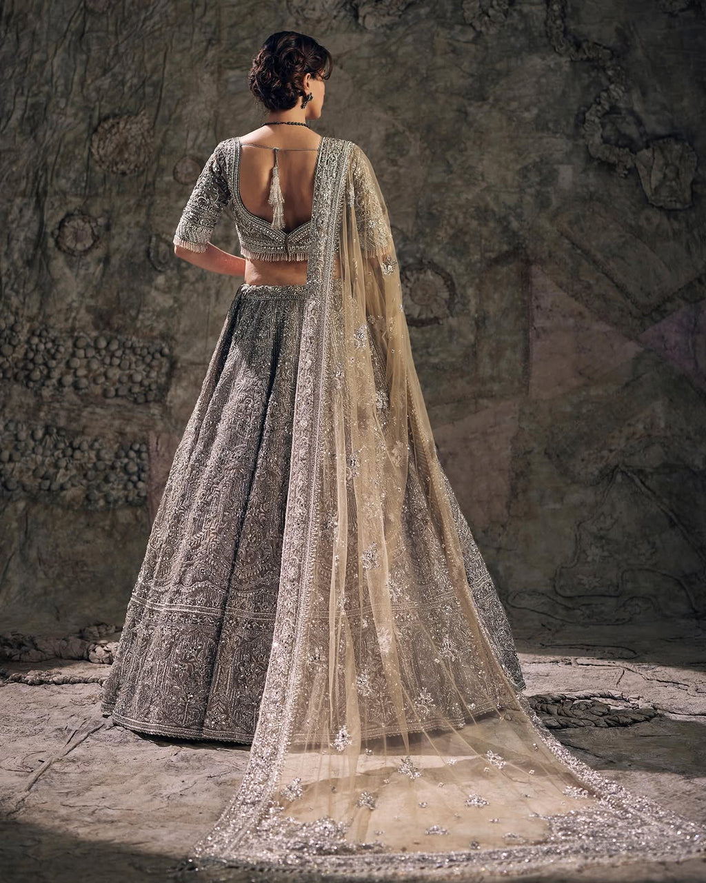 MULTI-DIMENSIONAL Siver BRIDAL LEHENGA