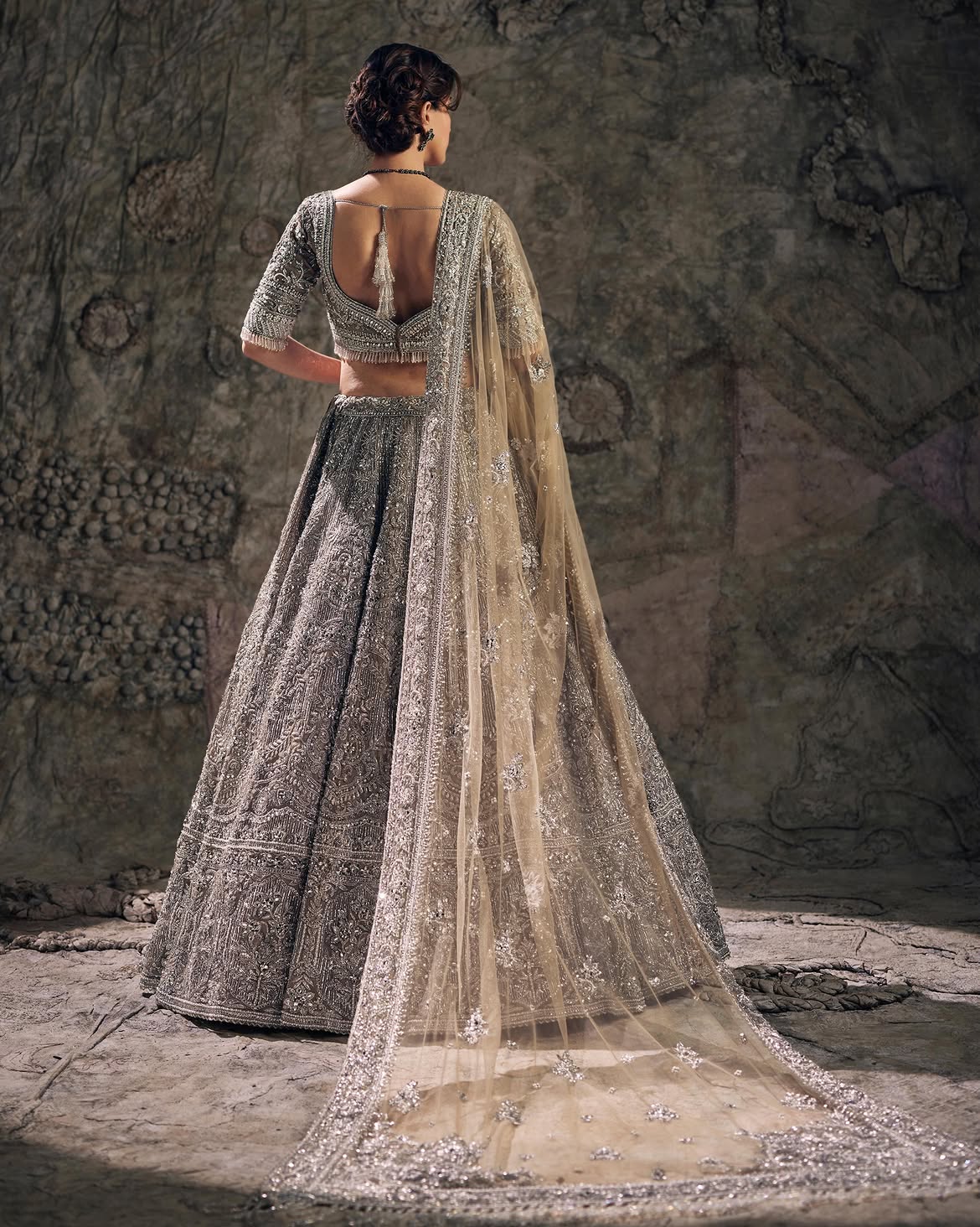 MULTI-DIMENSIONAL Siver BRIDAL LEHENGA