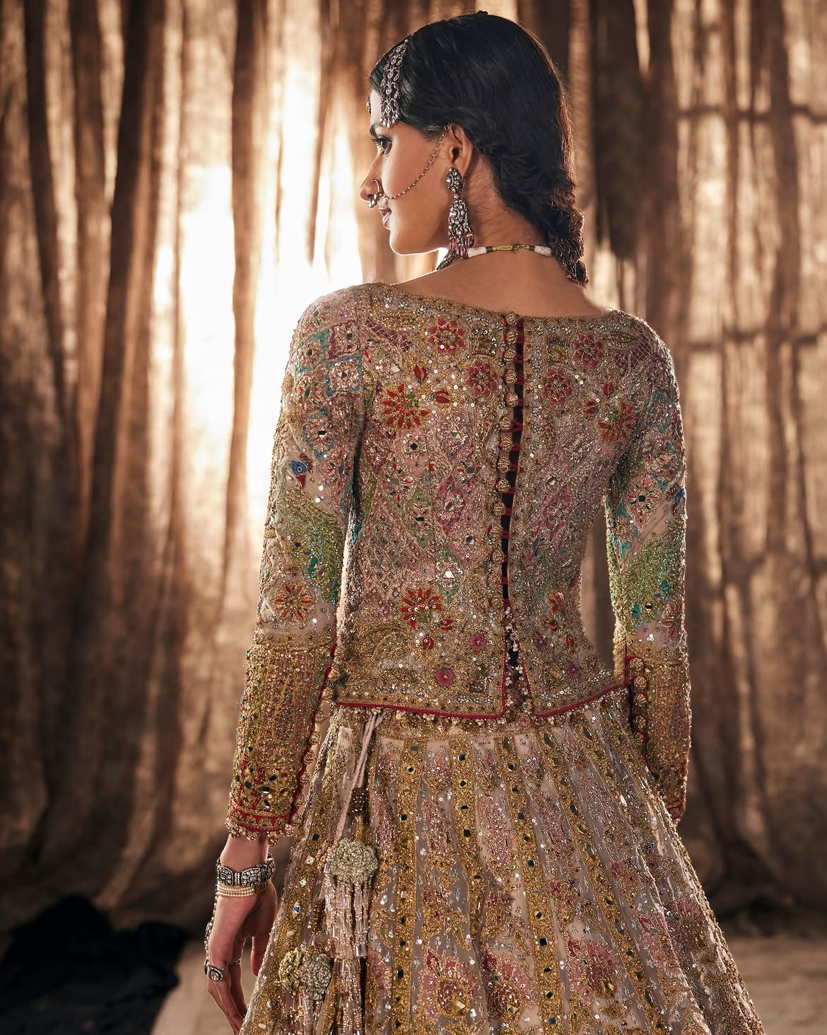 Moti work bridal lehenga