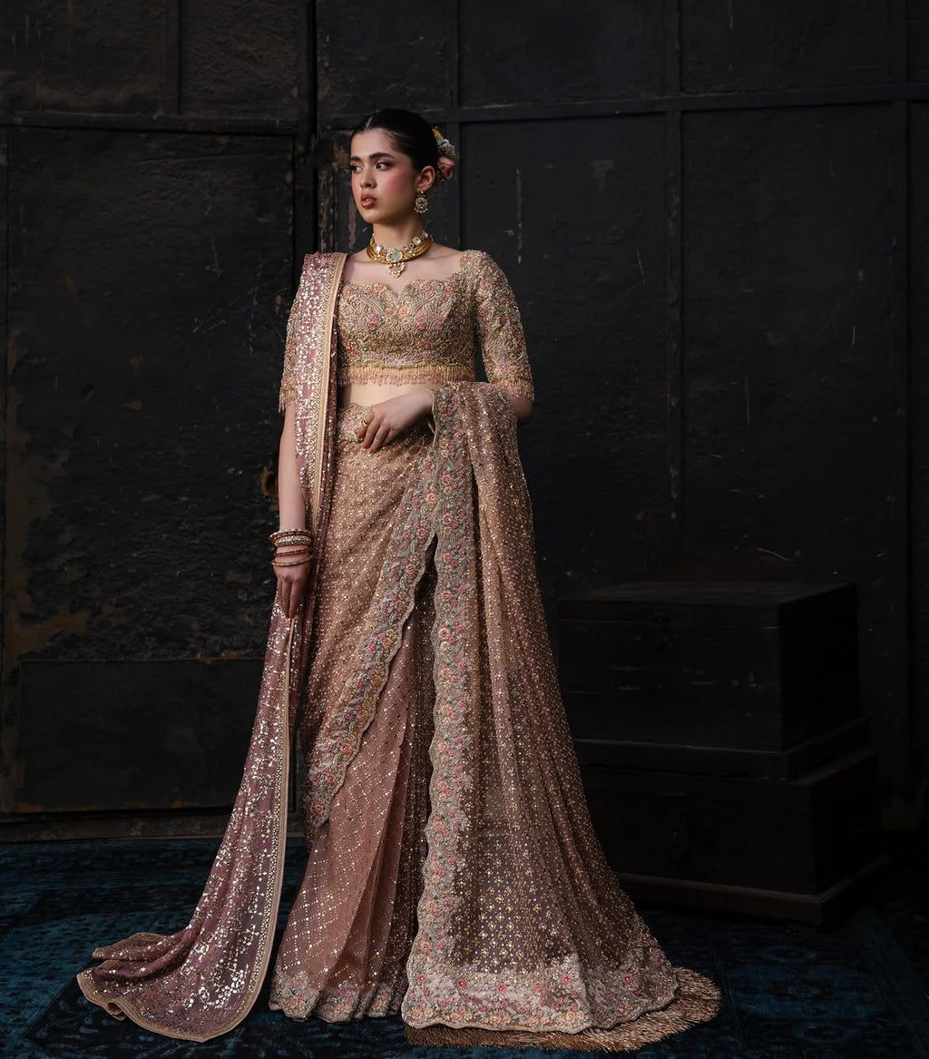 full-fitted sheer embellished bridal lehenga