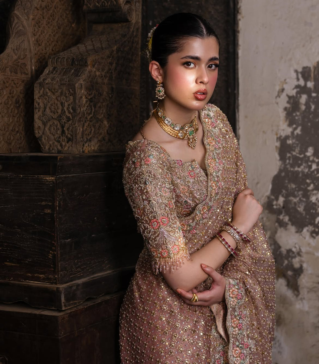 full-fitted sheer embellished bridal lehenga