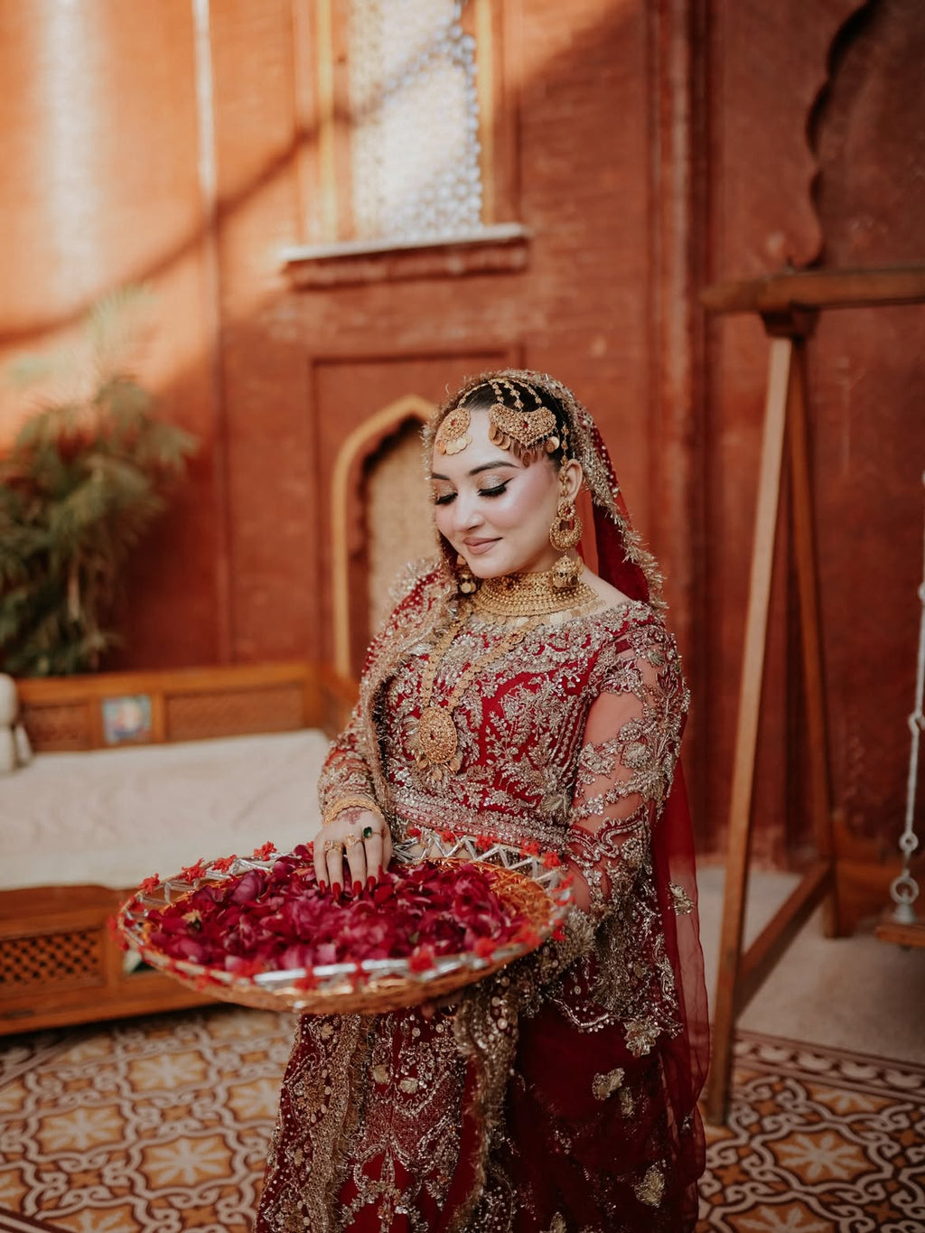Heavy red bridal lehenga