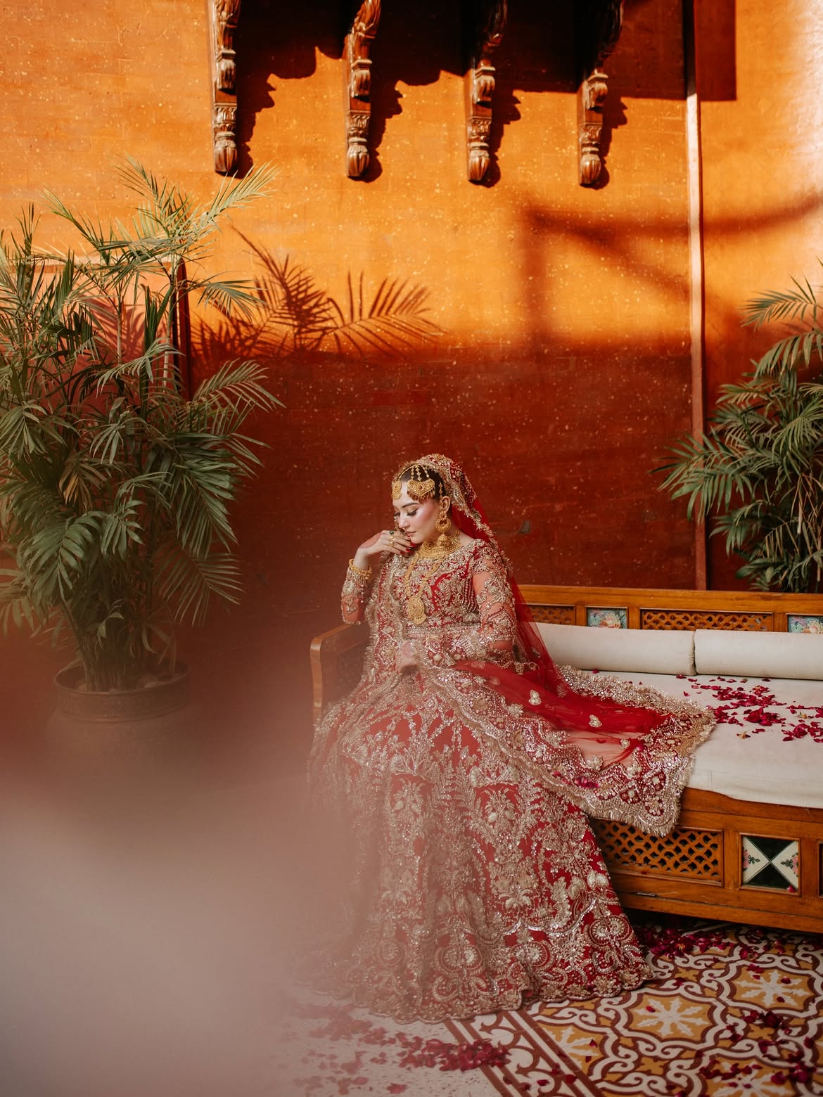 Heavy red bridal lehenga