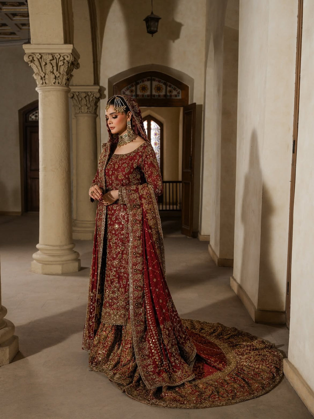 DEEP RED BRIDAL LEHENGA CHOLI