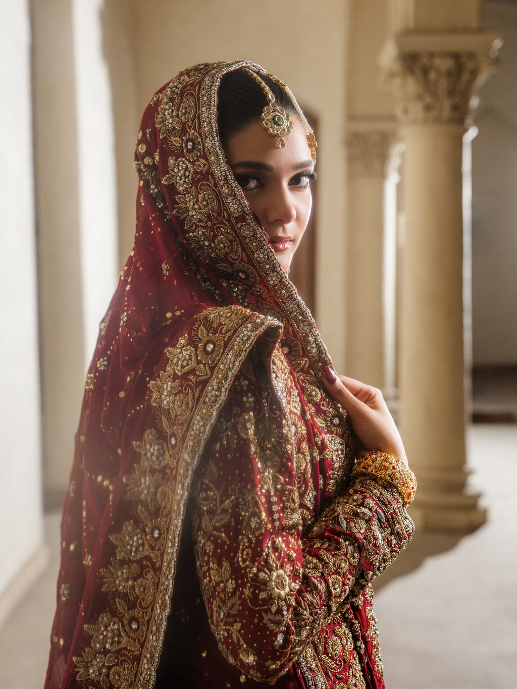 DEEP RED BRIDAL LEHENGA CHOLI