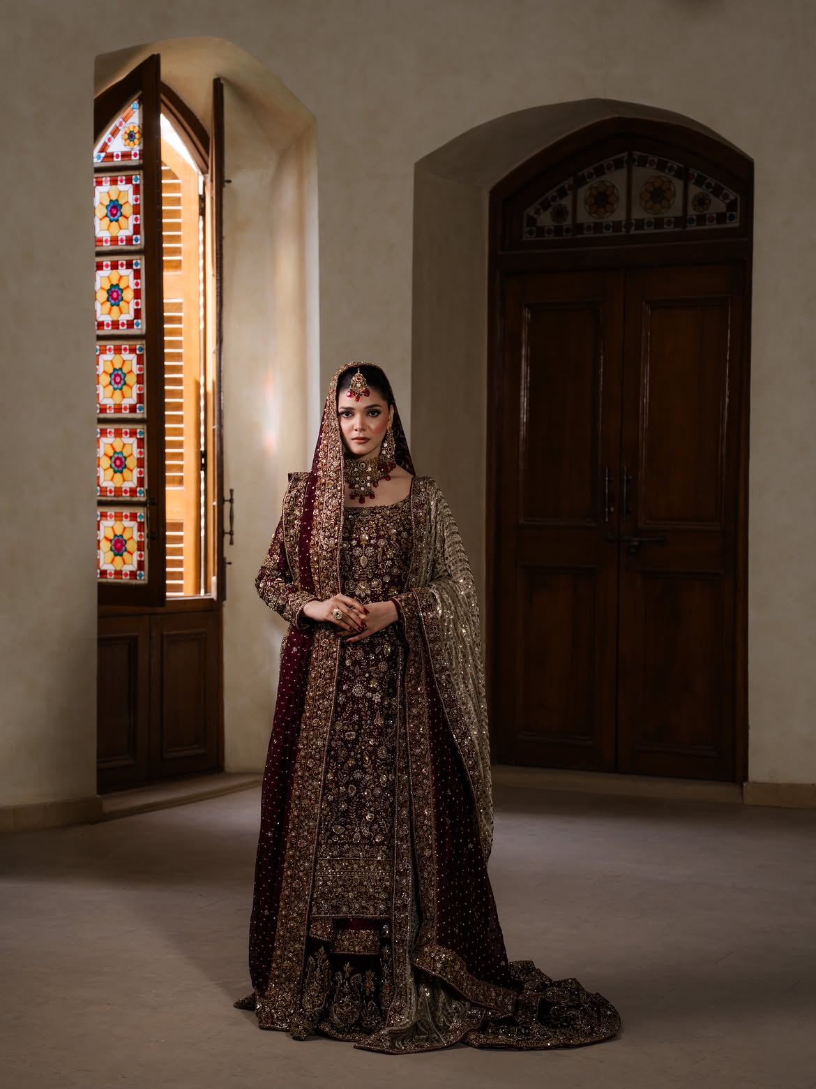BRIDAL DARK MAROON LEHENGA CHOLI
